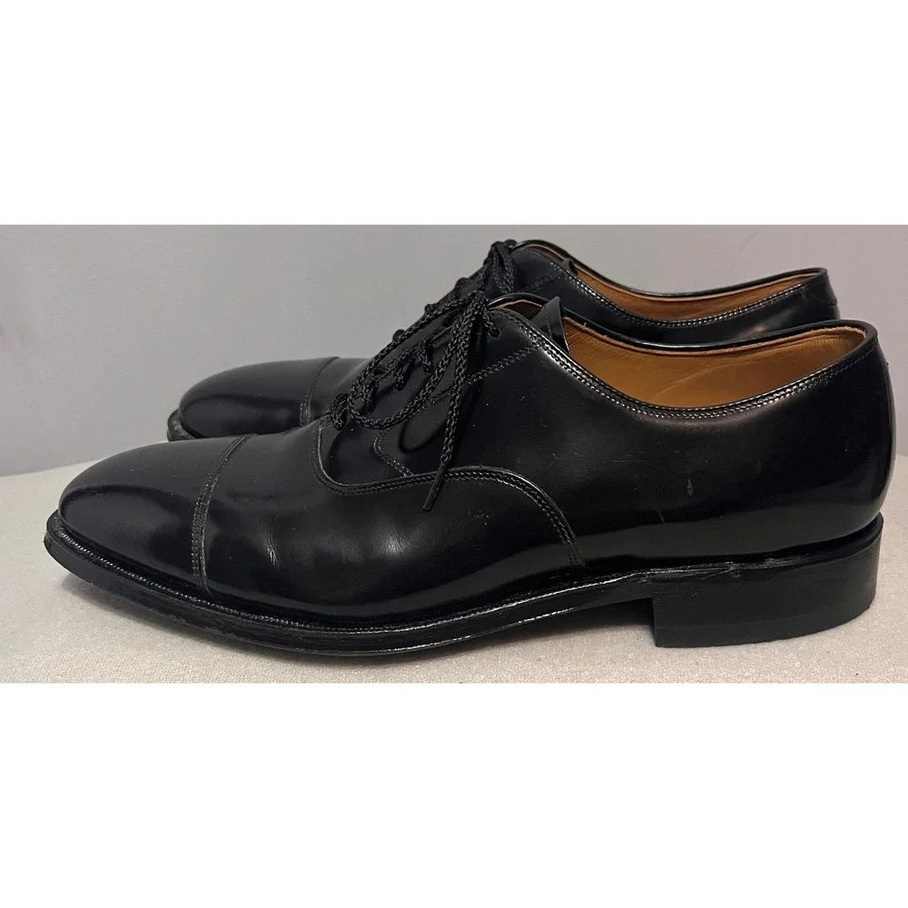 Johnston & Murphy‎ Mens Black Leather Cap Toe Oxford Dress Shoes 9.5 D/B Clasic